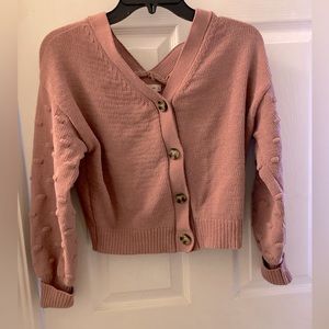 Blush Pink Cropped Sweater/Cardigan